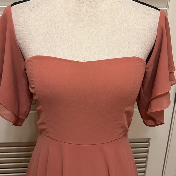 Lulu's Abbington Off-the-Shoulder Bridesmaid Maxi Dress in Dusty Rose, Size S - Picture 5 of 15